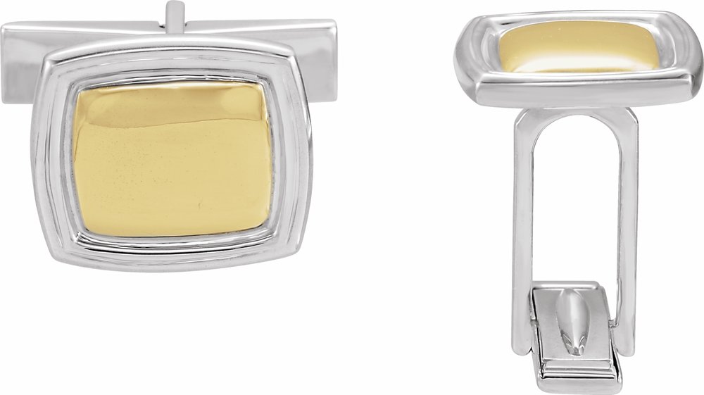 Sterling Silver & 14K Yellow 14x16 mm Square Cuff Links