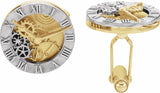 14K White/Yellow Clock Design Cuff Links