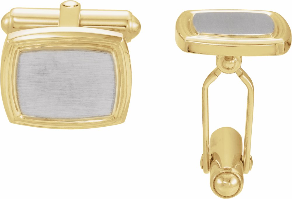 14K Yellow/White 14x16 mm Cuff Links