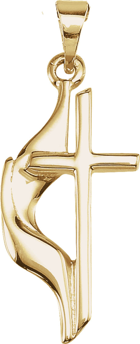 14K Yellow Methodist Cross Pendant