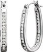 14K White 1/2 CTW Natural Diamond Inside-Outside Hinged 22.5 mm Hoop Earrings