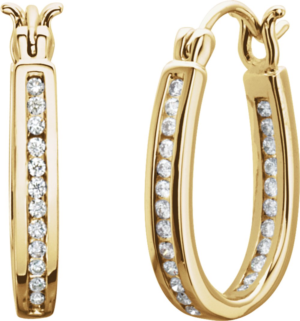 14K Yellow 1/3 CTW Natural Diamond Inside-Outside Hinged 13.7 mm Hoop Earrings