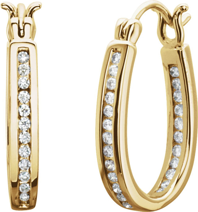 14K Yellow 1/3 CTW Natural Diamond Inside-Outside Hinged 13.7 mm Hoop Earrings