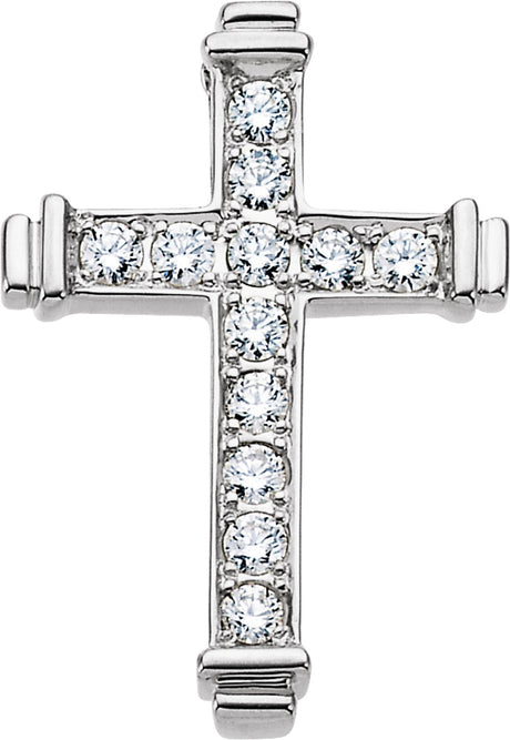 14K White 1/2 CTW Natural Diamond Cross Pendant  