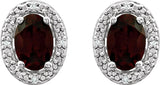 Sterling Silver Natural Mozambique Garnet & .025 CTW Natural Diamond Earrings