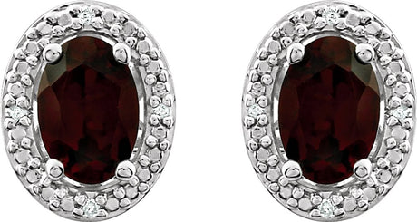 Sterling Silver Natural Mozambique Garnet & .025 CTW Natural Diamond Earrings