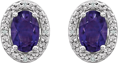 Sterling Silver Natural Amethyst & .025 CTW Natural Diamond Earrings