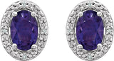 Sterling Silver Natural Amethyst & .025 CTW Natural Diamond Earrings