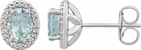 Sterling Silver Natural Aquamarine & .025 CTW Natural Diamond Earrings