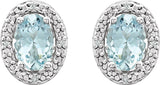 Sterling Silver Natural Aquamarine & .025 CTW Natural Diamond Earrings