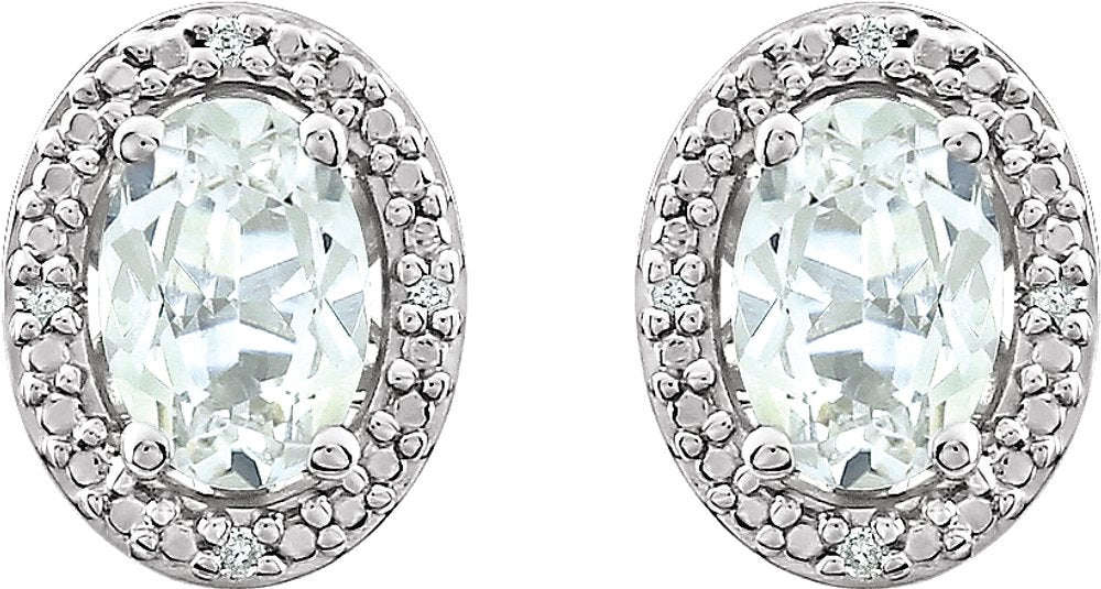 Sterling Silver Lab-Grown White Sapphire & .025 CTW Natural Diamond Earrings