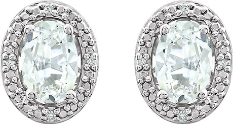 Sterling Silver Lab-Grown White Sapphire & .025 CTW Natural Diamond Earrings