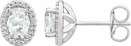 Sterling Silver Lab-Grown White Sapphire & .025 CTW Natural Diamond Earrings