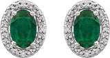 Sterling Silver Lab-Grown Emerald & .025 CTW Natural Diamond Earrings