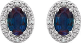 Sterling Silver Lab-Grown Alexandrite & .025 CTW Natural Diamond Earrings