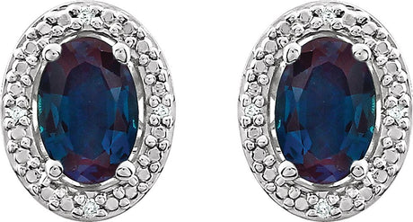 Sterling Silver Lab-Grown Alexandrite & .025 CTW Natural Diamond Earrings