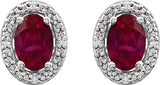 Sterling Silver Lab-Grown Ruby & .025 CTW Natural Diamond Earrings