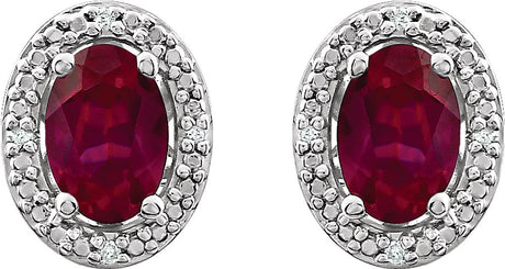 Sterling Silver Lab-Grown Ruby & .025 CTW Natural Diamond Earrings