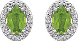 Sterling Silver Natural Peridot & .025 CTW Natural Diamond Earrings