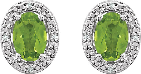 Sterling Silver Natural Peridot & .025 CTW Natural Diamond Earrings