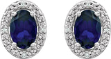 Sterling Silver Lab-Grown Blue Sapphire & .025 CTW Natural Diamond Earrings