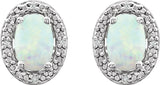 Sterling Silver Lab-Grown Opal & .025 CTW Natural Diamond Earrings