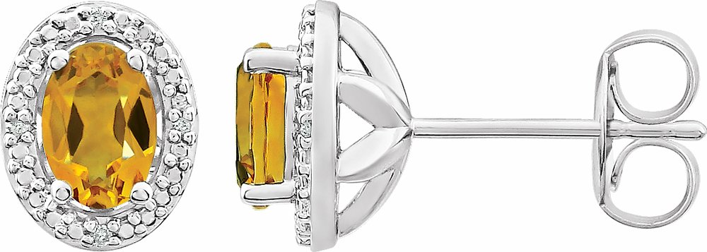 Sterling Silver Natural Citrine & .025 CTW Natural Diamond Earrings