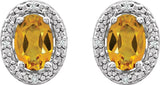 Sterling Silver Natural Citrine & .025 CTW Natural Diamond Earrings