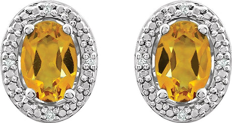 Sterling Silver Natural Citrine & .025 CTW Natural Diamond Earrings