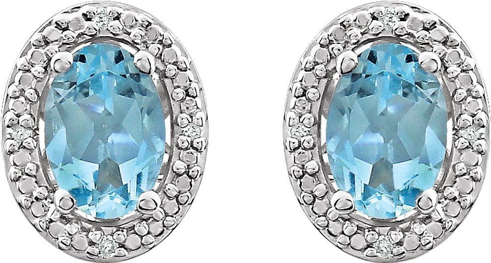 Sterling Silver Natural Sky Blue Topaz & .025 CTW Natural Diamond Earrings