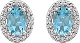 Sterling Silver Natural Sky Blue Topaz & .025 CTW Natural Diamond Earrings