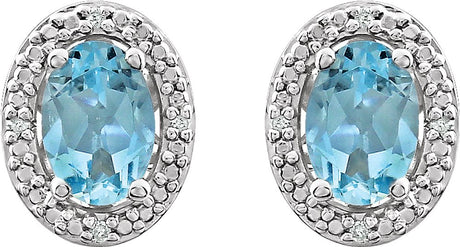 Sterling Silver Natural Sky Blue Topaz & .025 CTW Natural Diamond Earrings