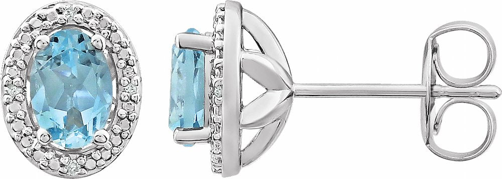 Sterling Silver Natural Sky Blue Topaz & .025 CTW Natural Diamond Earrings