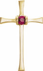 14K Yellow Natural Ruby Cross Pendant