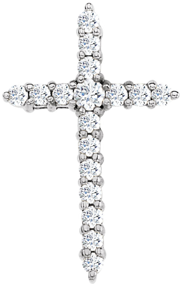 14K White Gold 1/3 CTW Natural Diamond Cross Pendant