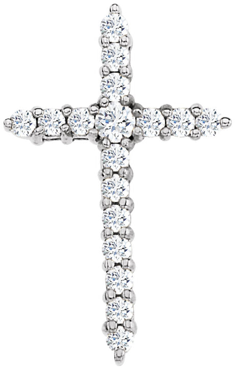 14K White Gold 1/3 CTW Natural Diamond Cross Pendant