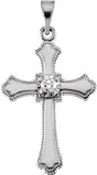 14K White Gold .06 CT Natural Diamond Cross Pendant