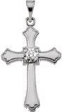14K White .06 CT Natural Diamond Cross Pendant Mounting
