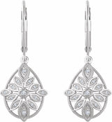 14K White 1/6 CTW Natural Diamond Granulated Filigree Earrings