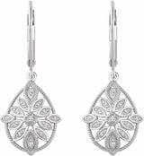 14K White Gold 1/6 CTW Natural Diamond Granulated Filigree Earrings