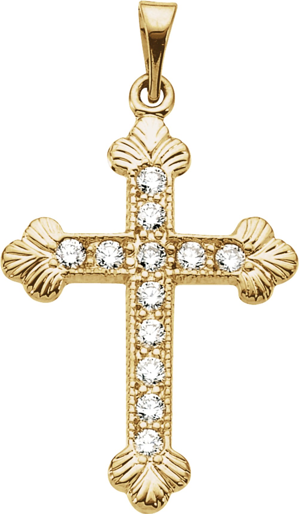 14K Yellow 1/4 CTW Natural Diamond Cross Pendant  
