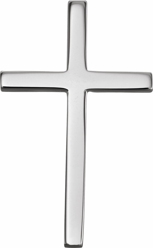 14K White 21.7x13.5 mm Cross Pendant