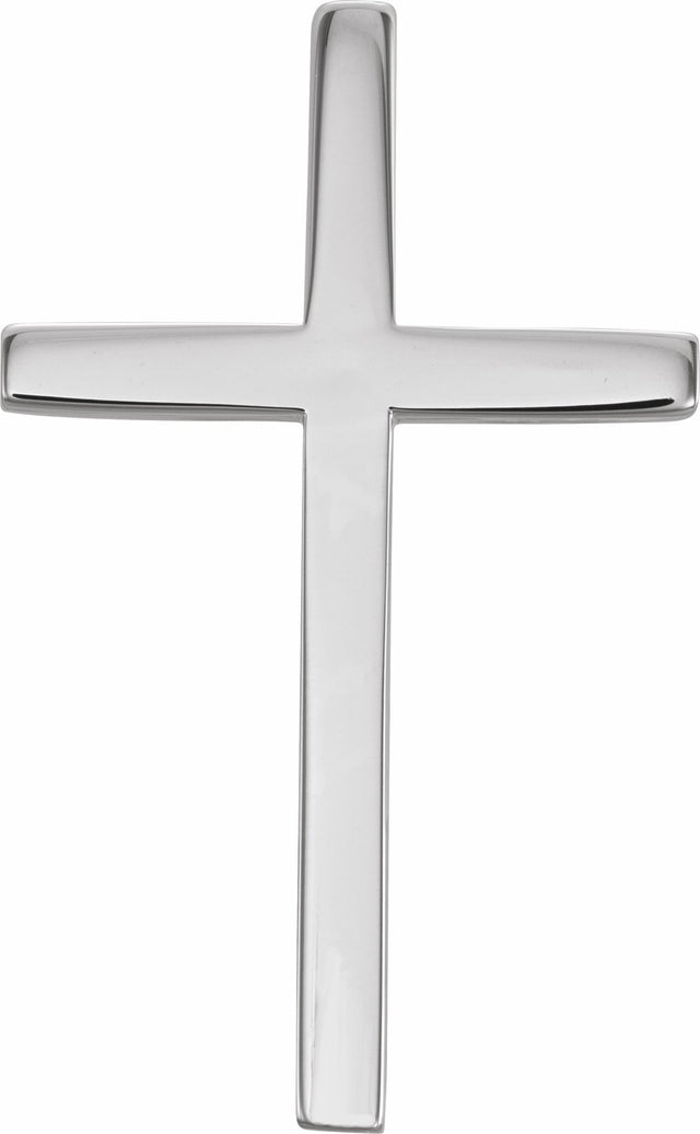 14K White 25.7x15.7 mm Cross Pendant