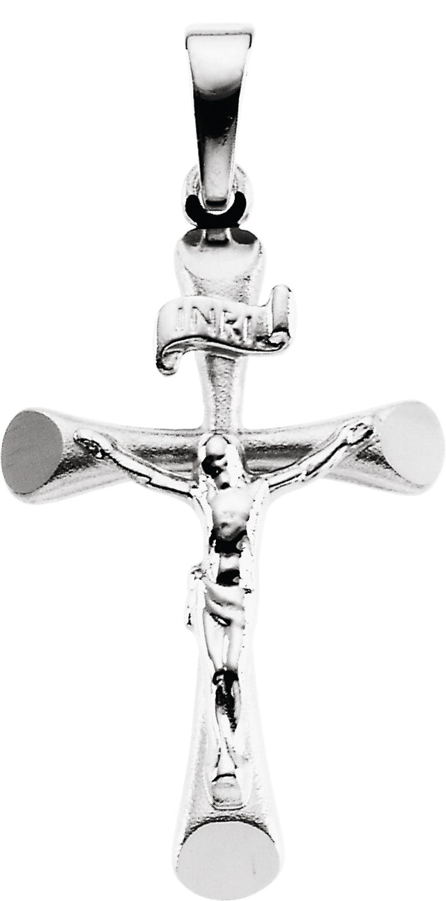 14K White 24x16 mm Crucifix Pendant 