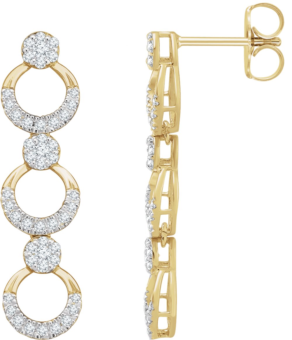 14K Yellow 1/2 CTW Natural Diamond Geometric Earrings