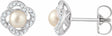 14K White Gold Cultured White Freshwater Pearl & 1/6 CTW Natural Diamond Earrings  