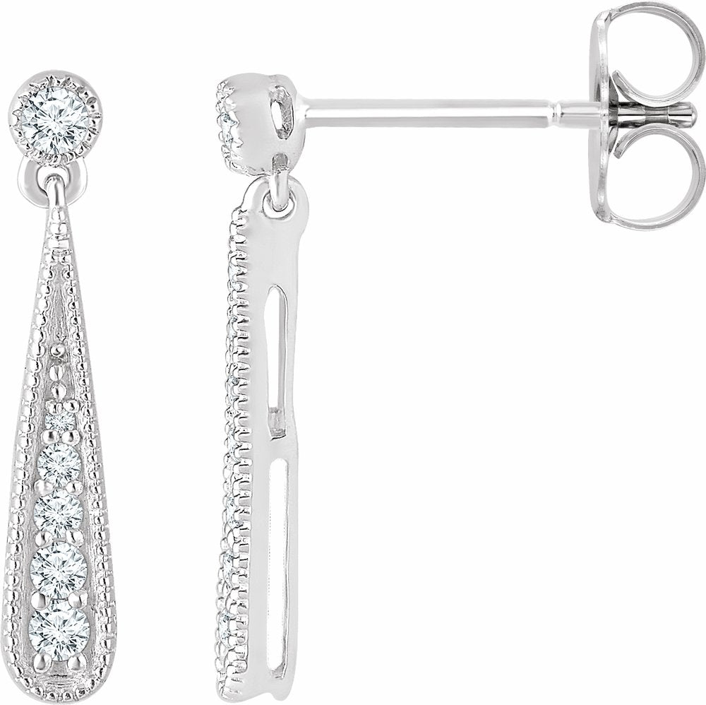 14K White Gold 1/6 CTW Natural Diamond Teardrop Earrings