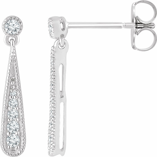 14K White Gold 1/6 CTW Natural Diamond Teardrop Earrings