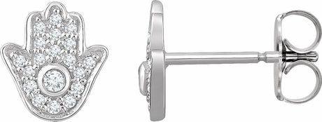 14K White Gold 1/5 CTW Natural Diamond Hamsa Earrings