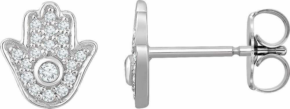 14K White Gold 1/5 CTW Natural Diamond Hamsa Earrings